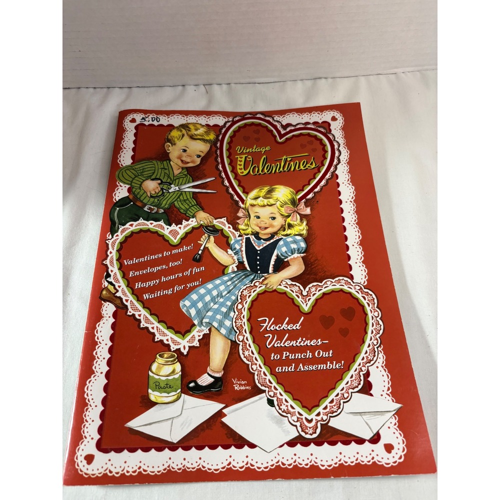 Vintage Valentines Punch Out and Assemble Activity Book Vivian Robbins 2006